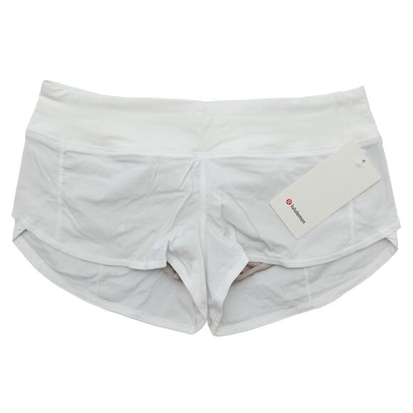 New Lululemon Speed Up LR Low Rise Shorts Lined WHT White Size